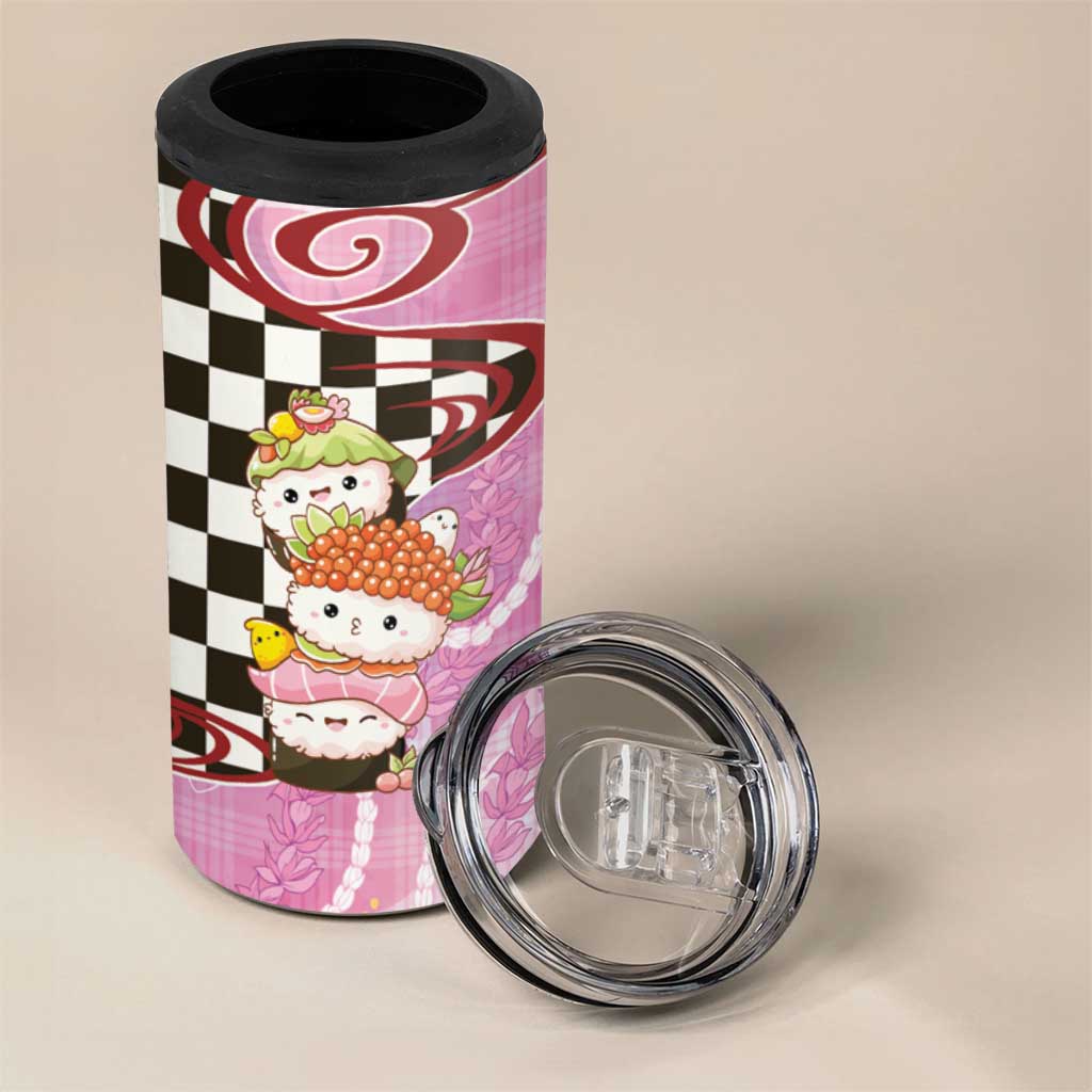 Personalized Japanese Kawaii Sushi Roll 4 in 1 Can Cooler Tumbler Wagara Palaka Pattern LT9 - Polynesian Pride