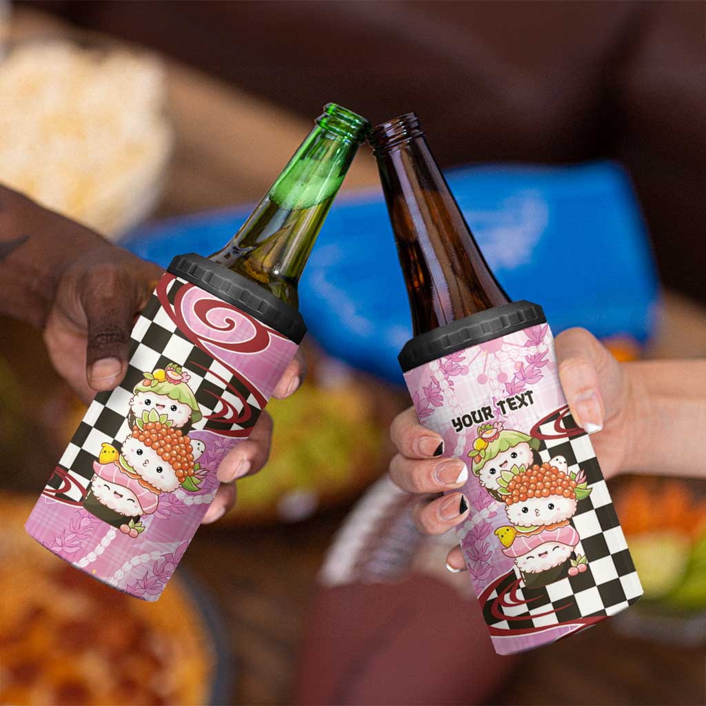 Personalized Japanese Kawaii Sushi Roll 4 in 1 Can Cooler Tumbler Wagara Palaka Pattern LT9 - Polynesian Pride