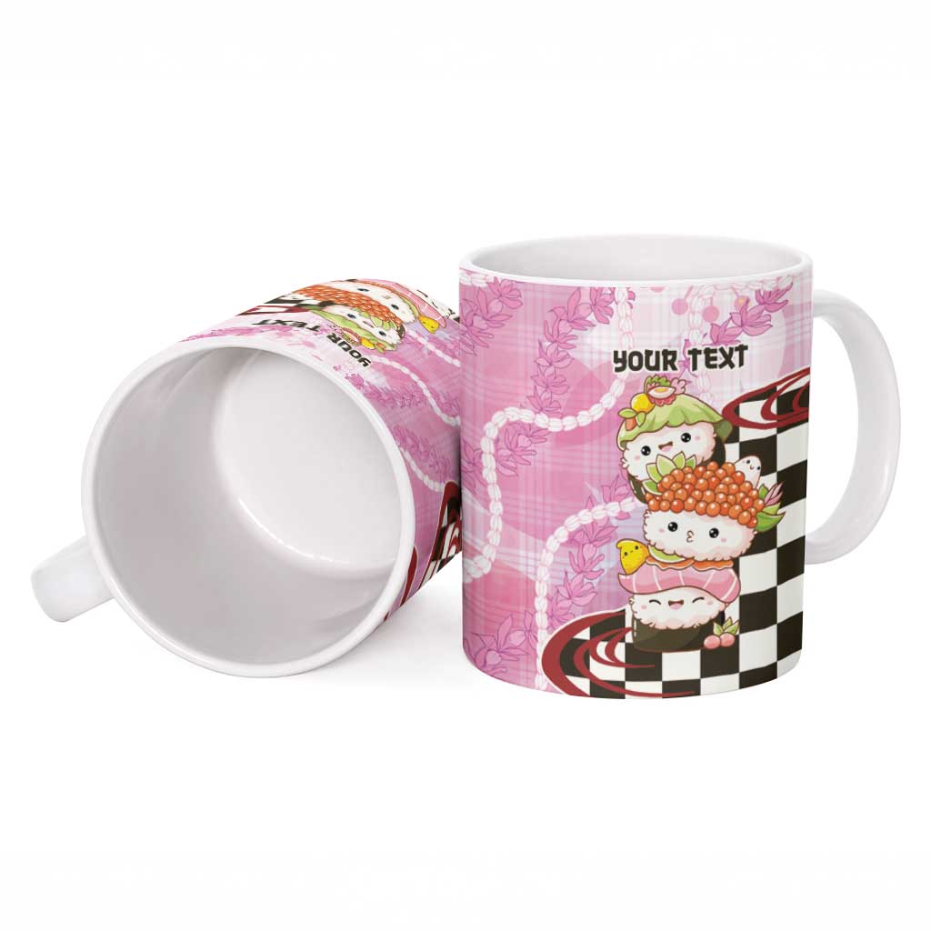Personalized Japanese Kawaii Sushi Roll Ceramic Mug Wagara Palaka Pattern LT9 - Polynesian Pride