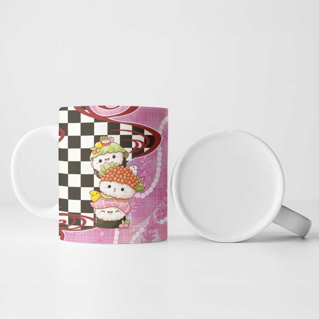 Personalized Japanese Kawaii Sushi Roll Ceramic Mug Wagara Palaka Pattern LT9 - Polynesian Pride