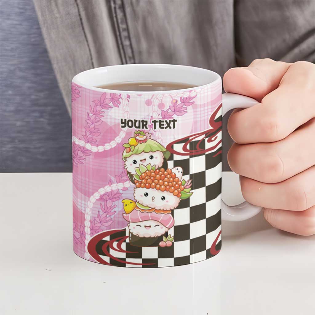 Personalized Japanese Kawaii Sushi Roll Ceramic Mug Wagara Palaka Pattern LT9 - Polynesian Pride