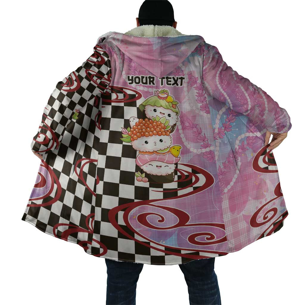 Personalized Japanese Kawaii Sushi Roll Cloak Wagara Palaka Pattern LT9 - Polynesian Pride