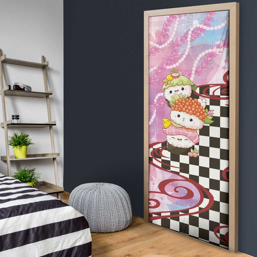 Personalized Japanese Kawaii Sushi Roll Door Cover Wagara Palaka Pattern LT9 - Polynesian Pride