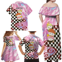 Personalized Japanese Kawaii Sushi Roll Family Matching Off Shoulder Maxi Dress and Hawaiian Shirt Wagara Palaka Pattern LT9 - Polynesian Pride