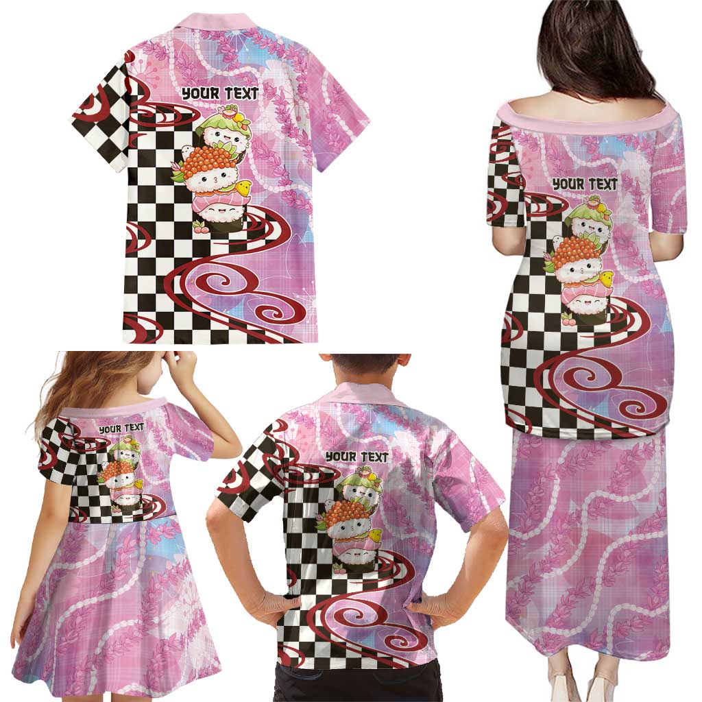 Personalized Japanese Kawaii Sushi Roll Family Matching Puletasi and Hawaiian Shirt Wagara Palaka Pattern LT9 - Polynesian Pride
