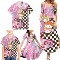 Personalized Japanese Kawaii Sushi Roll Family Matching Summer Maxi Dress and Hawaiian Shirt Wagara Palaka Pattern LT9 - Polynesian Pride
