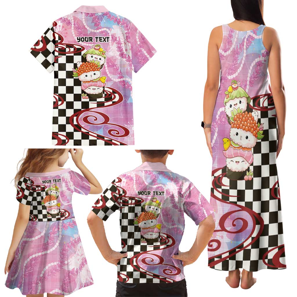 Personalized Japanese Kawaii Sushi Roll Family Matching Tank Maxi Dress and Hawaiian Shirt Wagara Palaka Pattern LT9 - Polynesian Pride