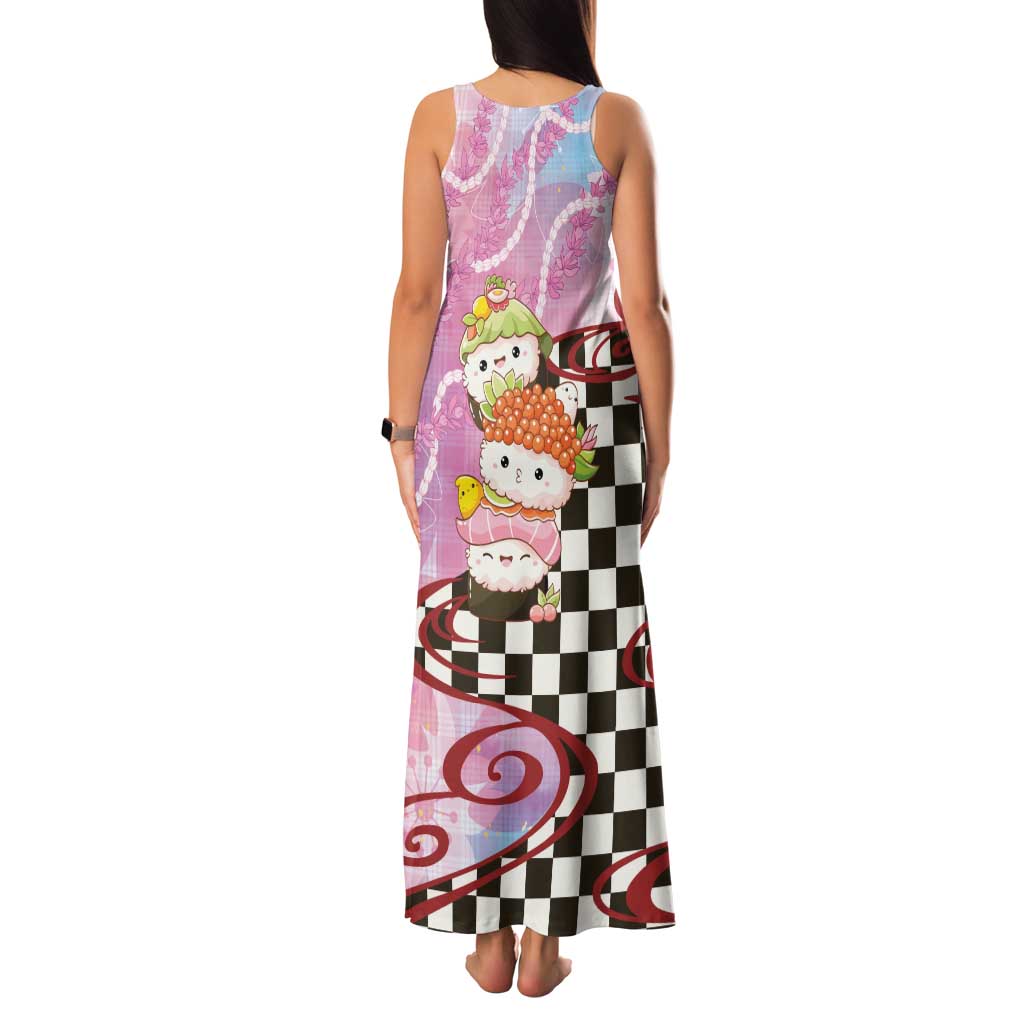Personalized Japanese Kawaii Sushi Roll Family Matching Tank Maxi Dress and Hawaiian Shirt Wagara Palaka Pattern LT9 - Polynesian Pride