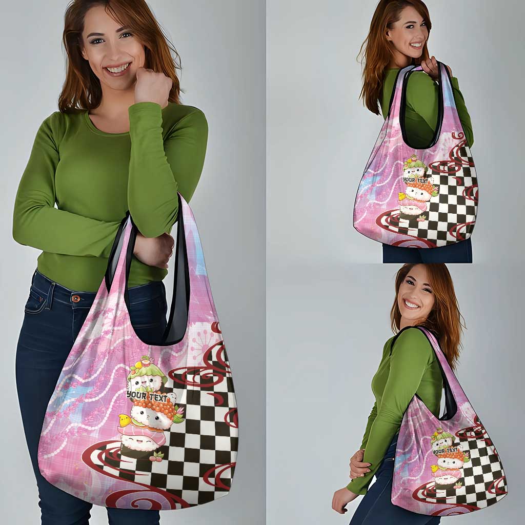 Personalized Japanese Kawaii Sushi Roll Grocery Bag Wagara Palaka Pattern LT9 - Polynesian Pride