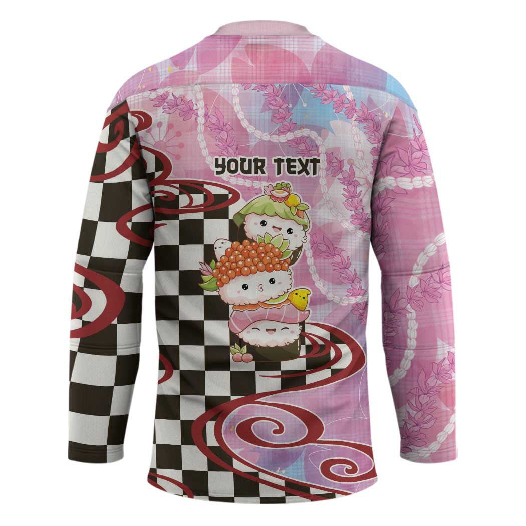Personalized Japanese Kawaii Sushi Roll Hockey Jersey Wagara Palaka Pattern LT9 - Polynesian Pride