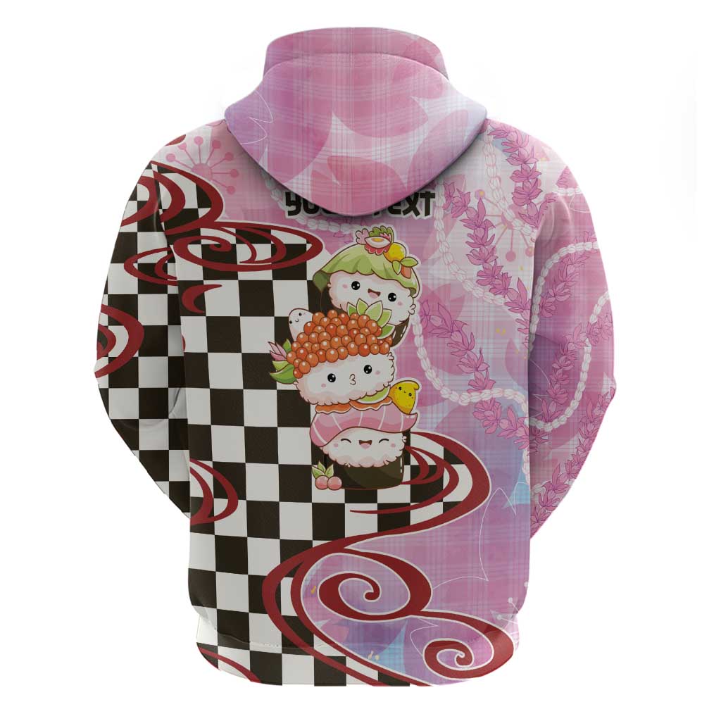 Personalized Japanese Kawaii Sushi Roll Hoodie Wagara Palaka Pattern LT9 - Polynesian Pride