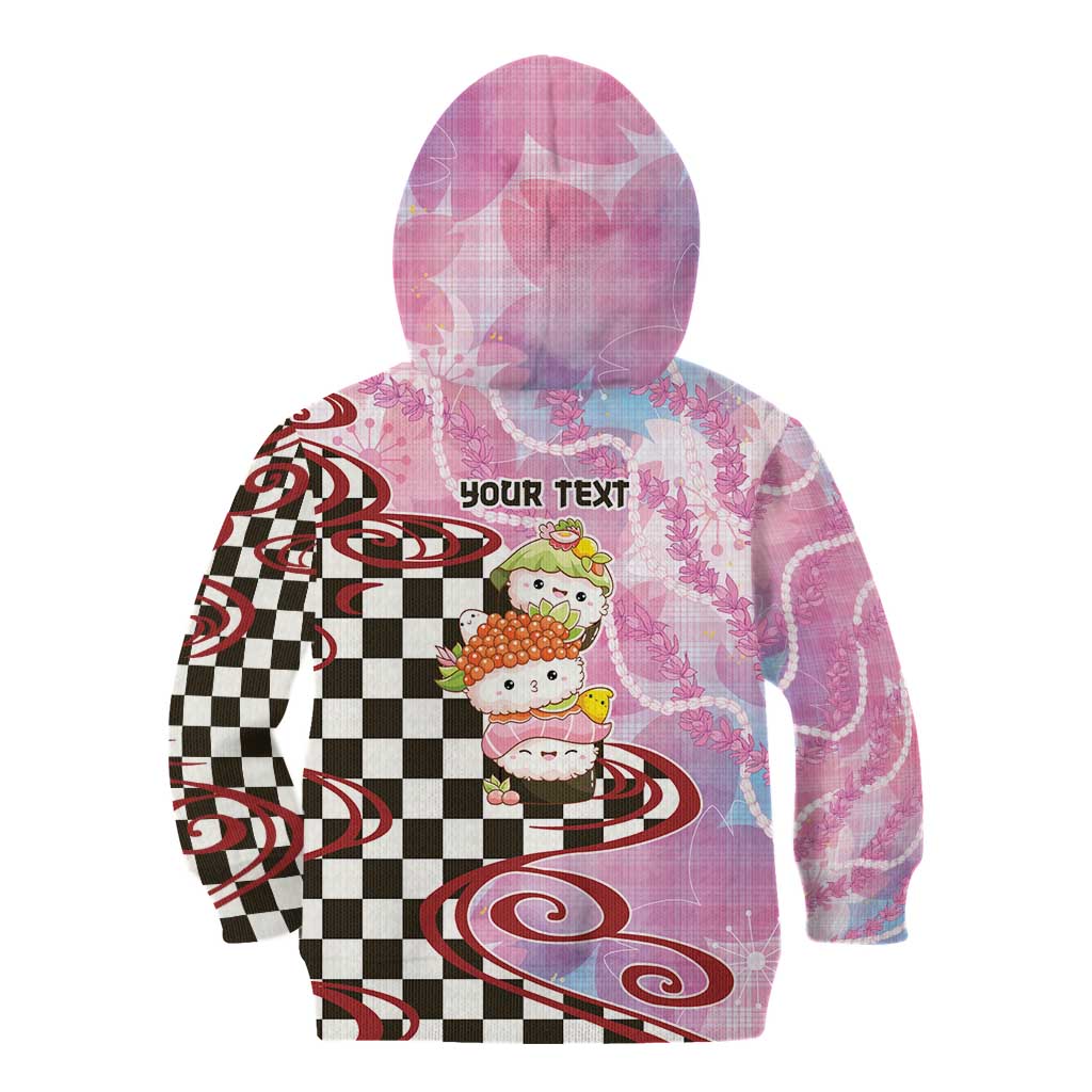 Personalized Japanese Kawaii Sushi Roll Kid Hoodie Wagara Palaka Pattern