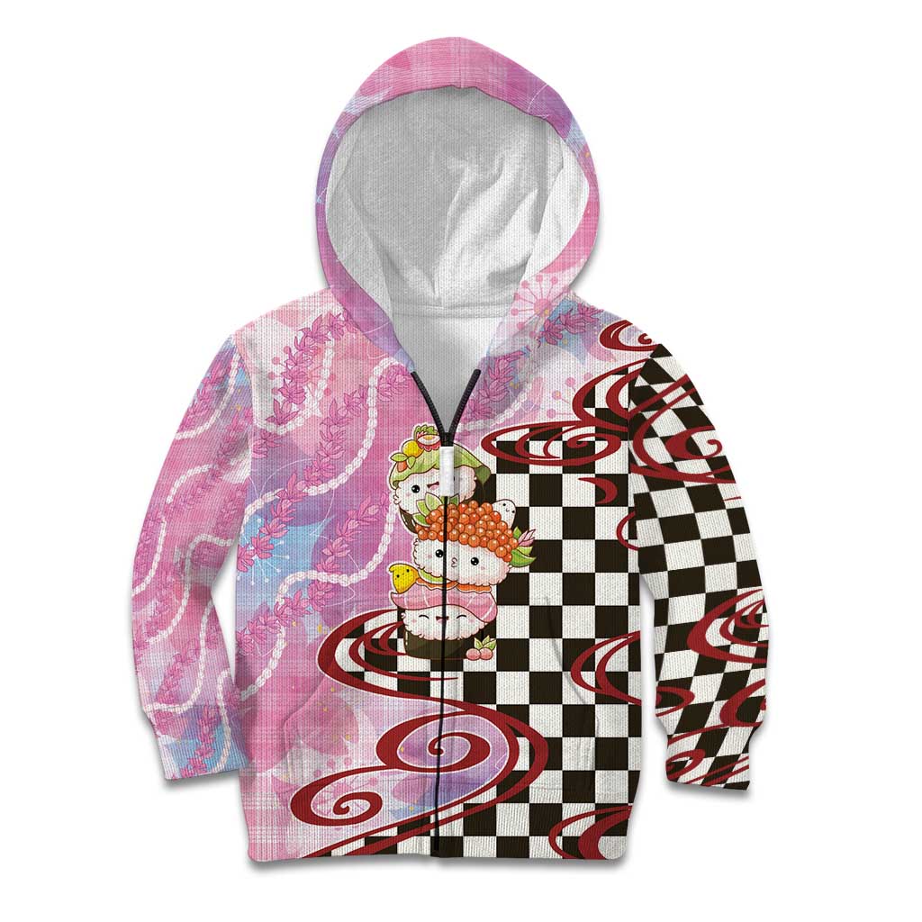 Personalized Japanese Kawaii Sushi Roll Kid Hoodie Wagara Palaka Pattern