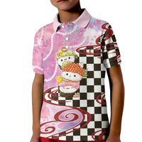 Personalized Japanese Kawaii Sushi Roll Kid Polo Shirt Wagara Palaka Pattern LT9 Kid Pink - Polynesian Pride