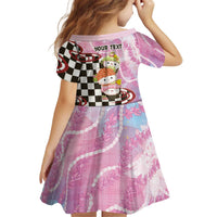 Personalized Japanese Kawaii Sushi Roll Kid Short Sleeve Dress Wagara Palaka Pattern LT9 - Polynesian Pride