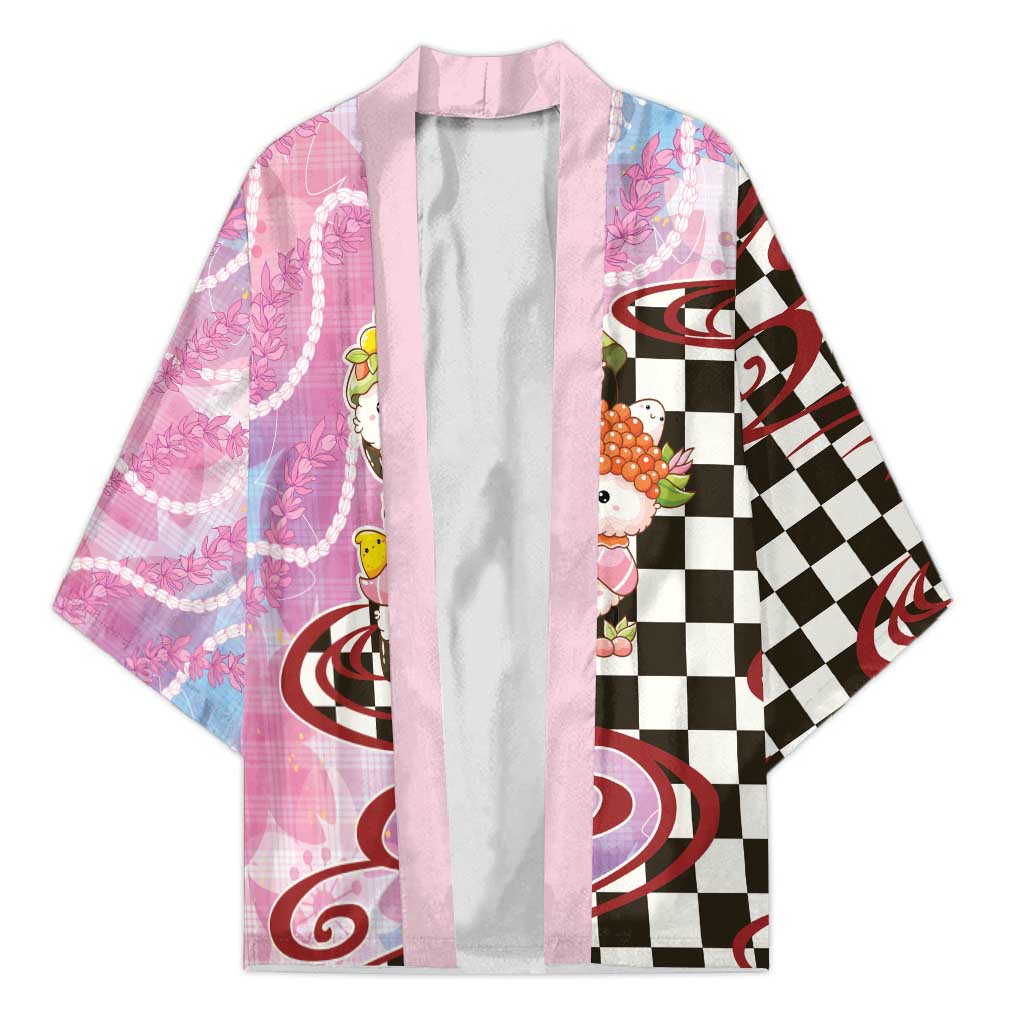 Personalized Japanese Kawaii Sushi Roll Kimono Wagara Palaka Pattern LT9 Unisex Pink - Polynesian Pride