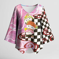 Personalized Japanese Kawaii Sushi Roll Kimono Sleeve Blouse Wagara Palaka Pattern