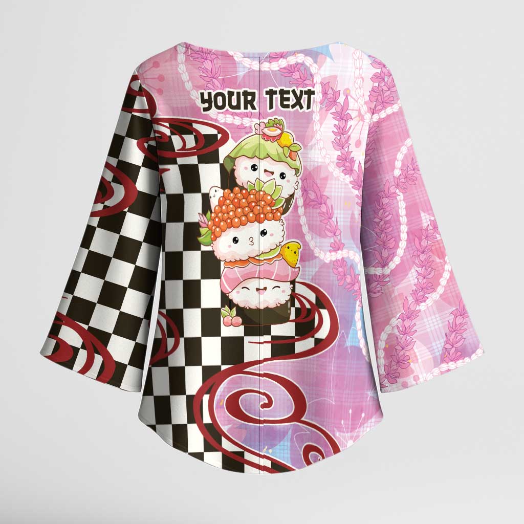 Personalized Japanese Kawaii Sushi Roll Kimono Sleeve Blouse Wagara Palaka Pattern