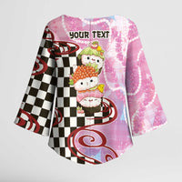 Personalized Japanese Kawaii Sushi Roll Kimono Sleeve Blouse Wagara Palaka Pattern
