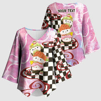 Personalized Japanese Kawaii Sushi Roll Kimono Sleeve Blouse Wagara Palaka Pattern