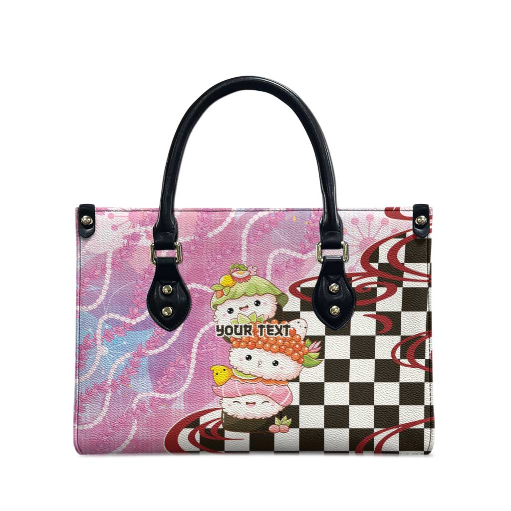 Personalized Japanese Kawaii Sushi Roll Leather Bag Wagara Palaka Pattern LT9 - Polynesian Pride