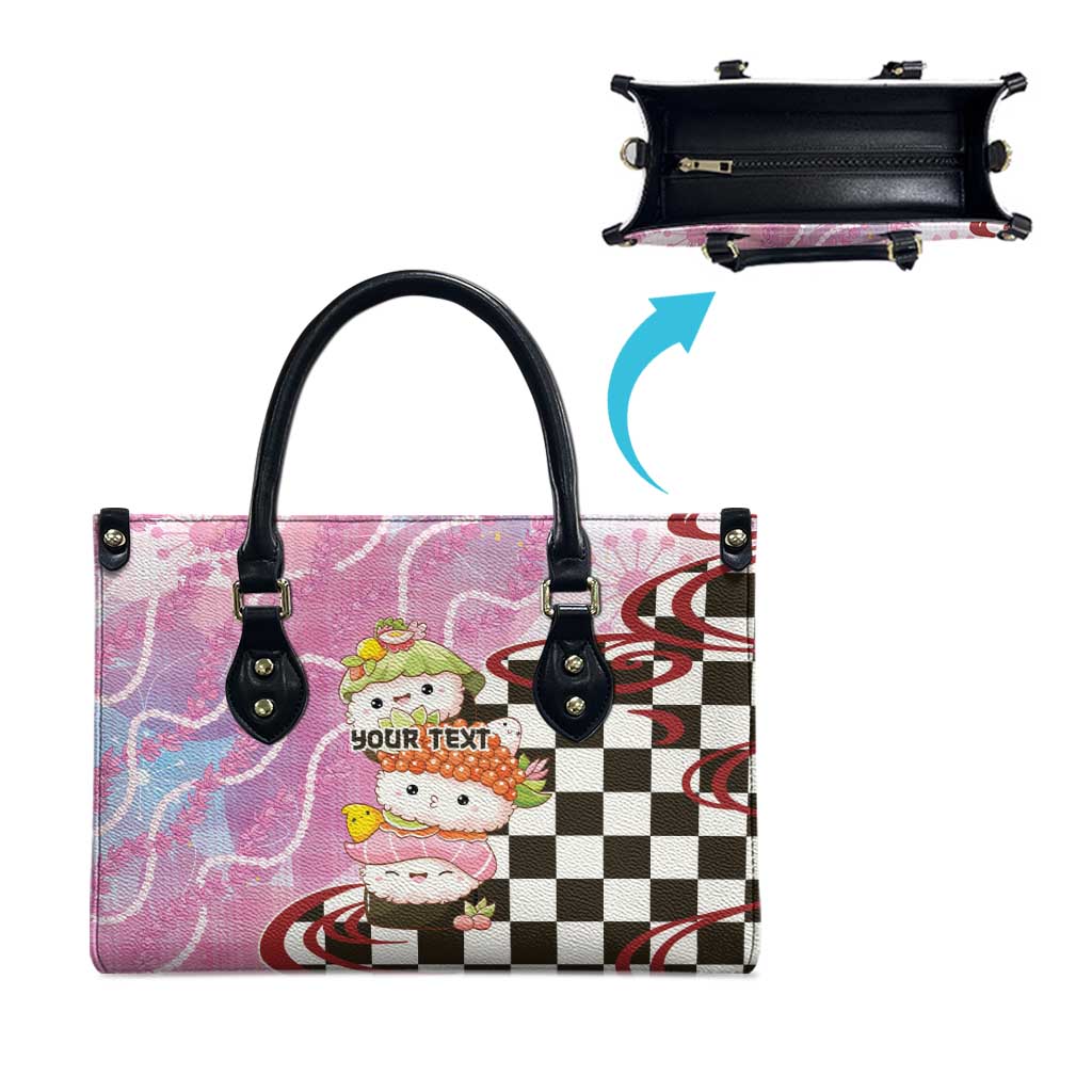 Personalized Japanese Kawaii Sushi Roll Leather Bag Wagara Palaka Pattern LT9 - Polynesian Pride