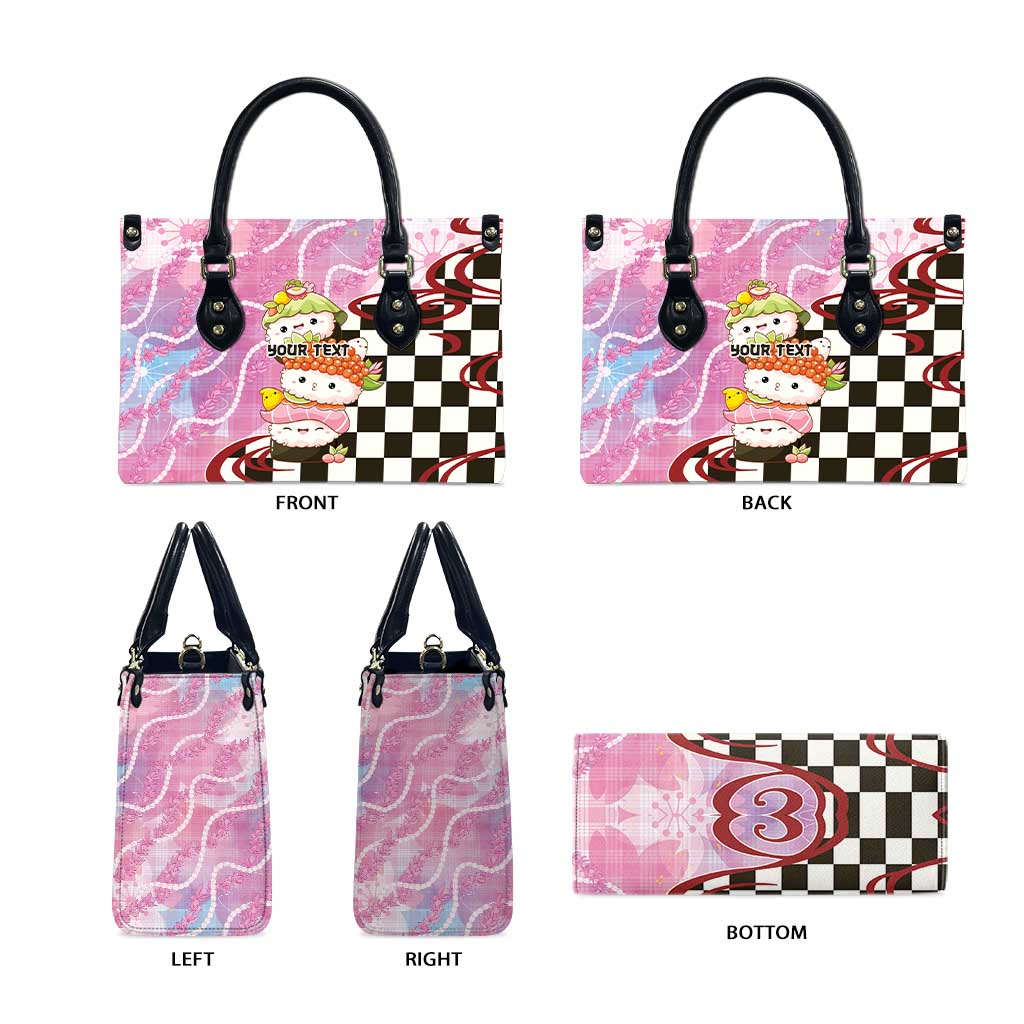 Personalized Japanese Kawaii Sushi Roll Leather Bag Wagara Palaka Pattern LT9 - Polynesian Pride