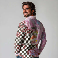 Personalized Japanese Kawaii Sushi Roll Long Sleeve Polo Shirt Wagara Palaka Pattern LT9 - Polynesian Pride
