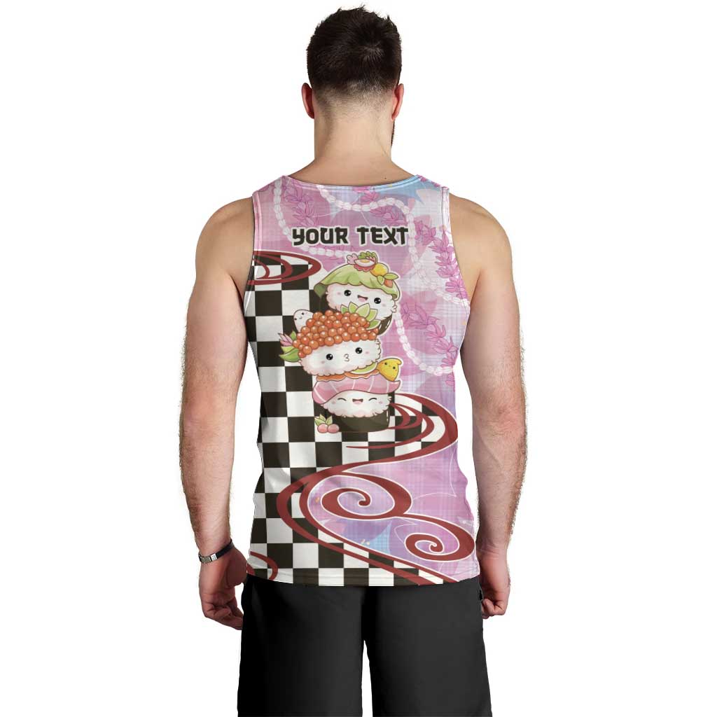 Personalized Japanese Kawaii Sushi Roll Men Tank Top Wagara Palaka Pattern LT9 - Polynesian Pride