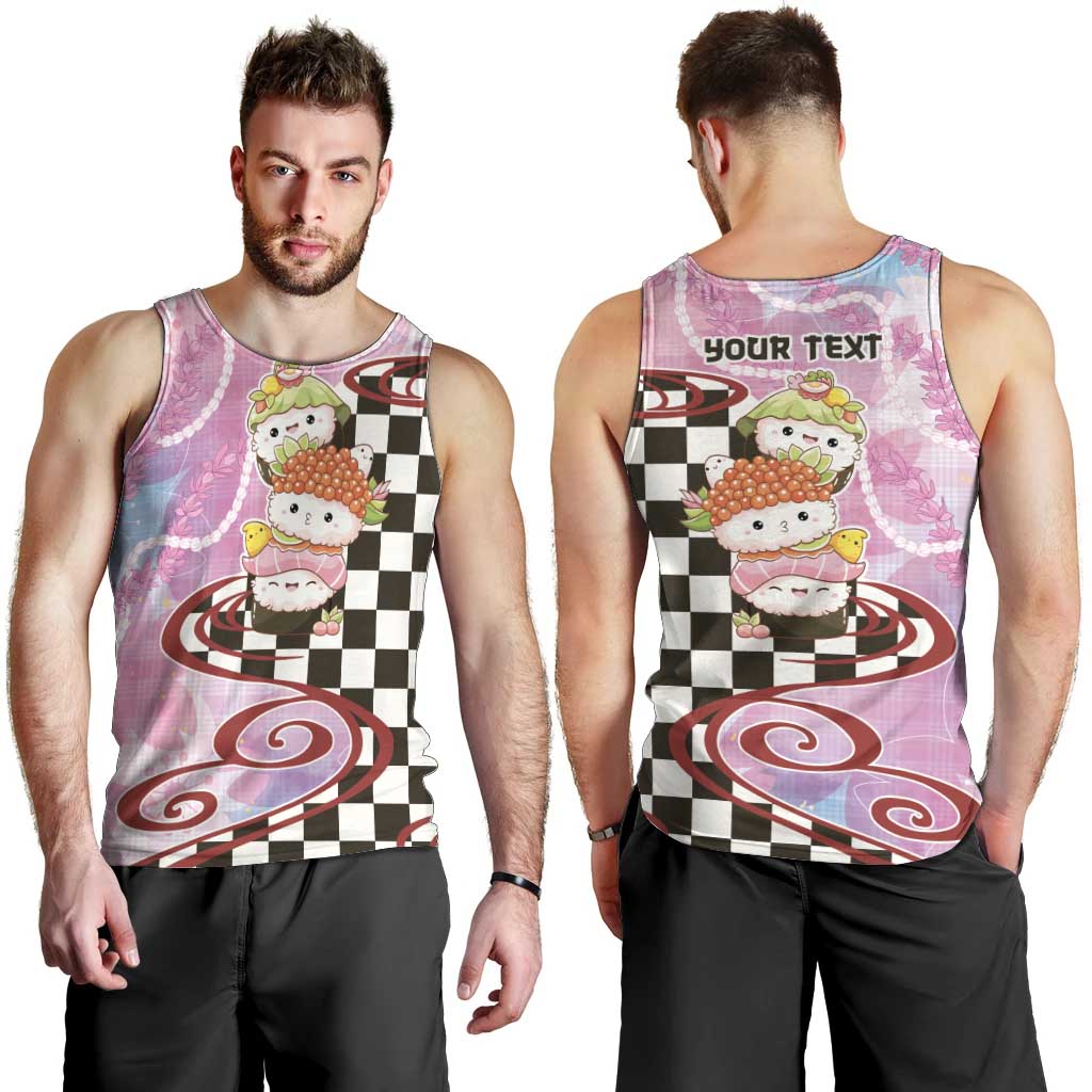 Personalized Japanese Kawaii Sushi Roll Men Tank Top Wagara Palaka Pattern LT9 - Polynesian Pride