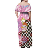 Personalized Japanese Kawaii Sushi Roll Off Shoulder Maxi Dress Wagara Palaka Pattern LT9 - Polynesian Pride