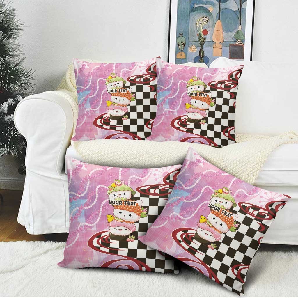 Personalized Japanese Kawaii Sushi Roll Pillow Cover Wagara Palaka Pattern LT9 - Polynesian Pride