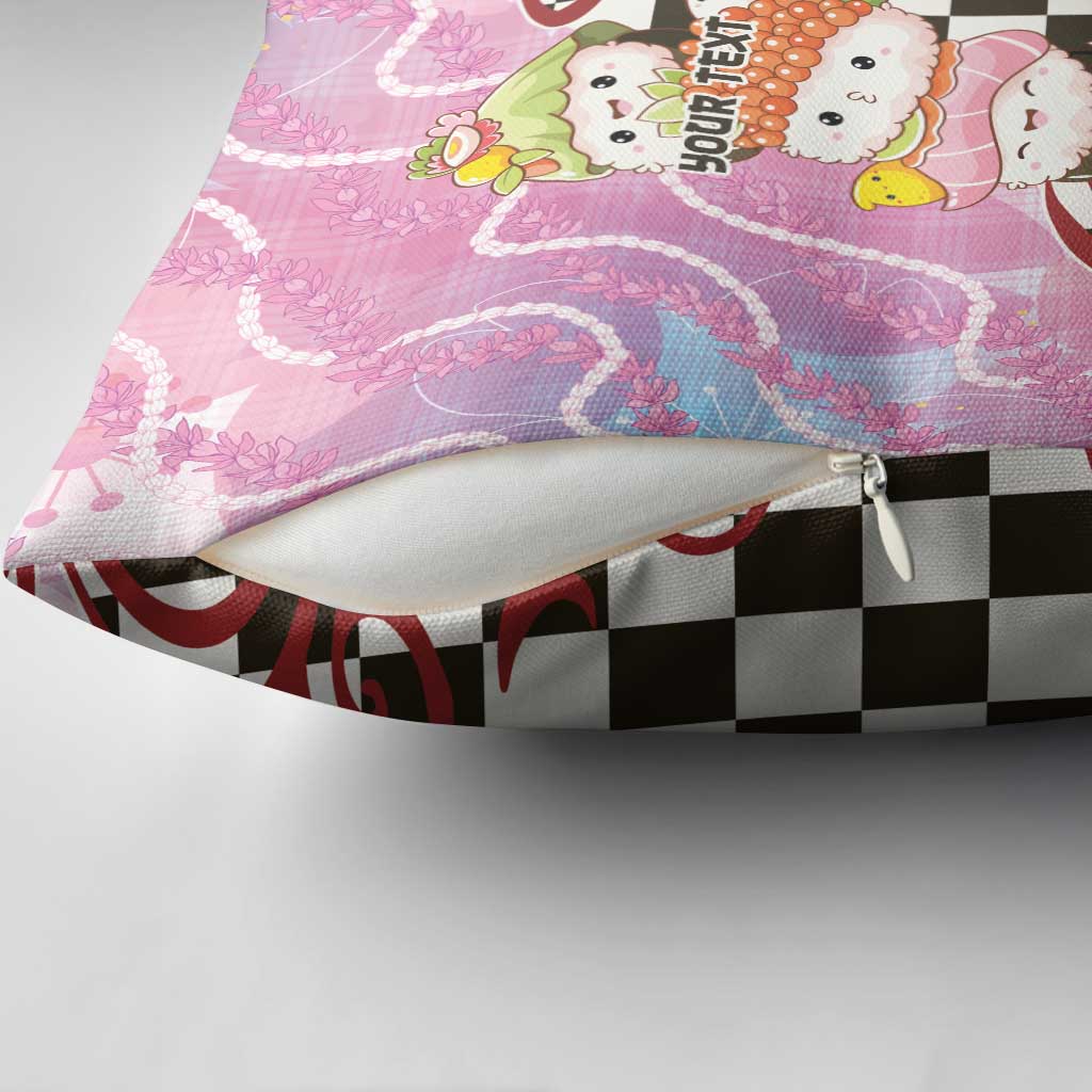 Personalized Japanese Kawaii Sushi Roll Pillow Cover Wagara Palaka Pattern LT9 - Polynesian Pride