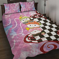 Personalized Japanese Kawaii Sushi Roll Quilt Bed Set Wagara Palaka Pattern LT9 Pink - Polynesian Pride