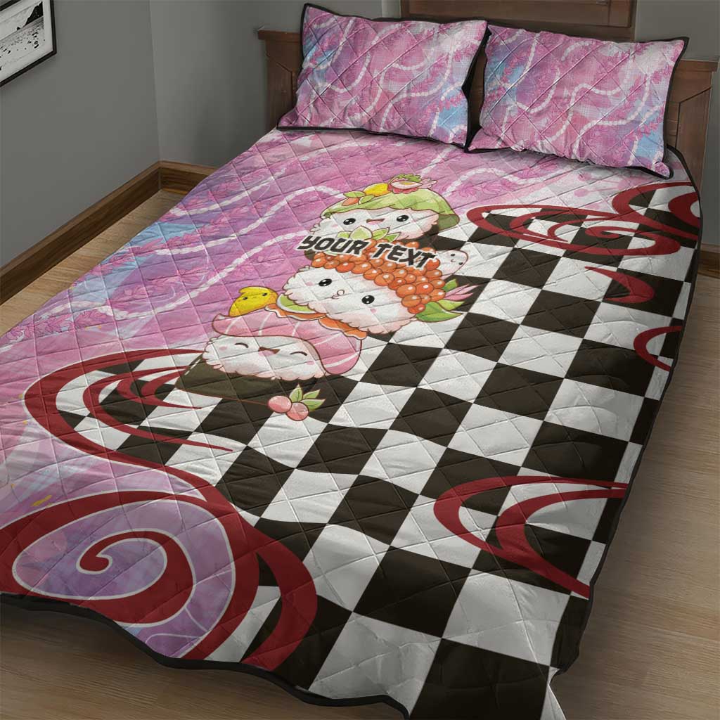 Personalized Japanese Kawaii Sushi Roll Quilt Bed Set Wagara Palaka Pattern LT9 - Polynesian Pride