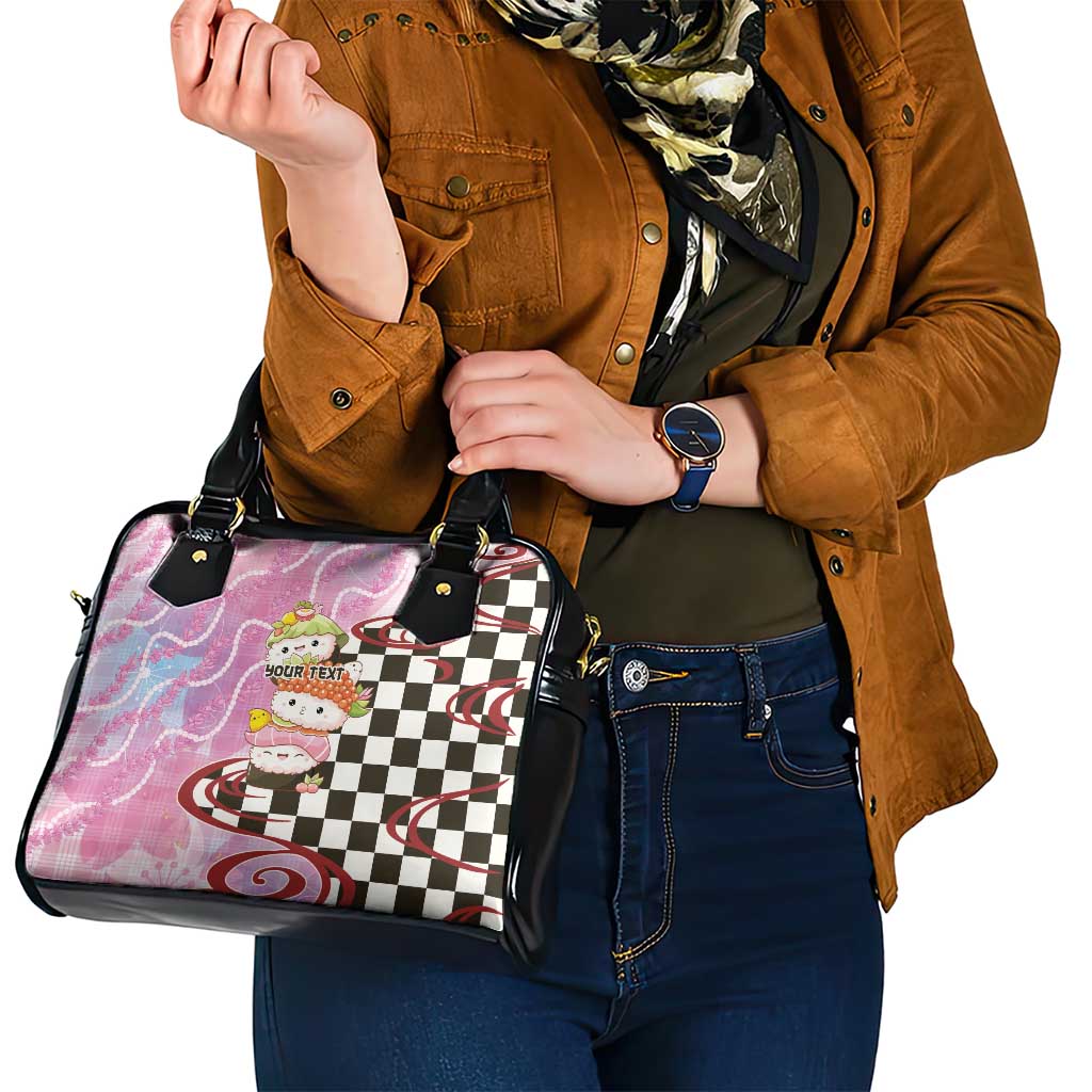 Personalized Japanese Kawaii Sushi Roll Shoulder Handbag Wagara Palaka Pattern LT9 - Polynesian Pride