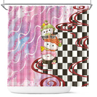 Personalized Japanese Kawaii Sushi Roll Shower Curtain Wagara Palaka Pattern LT9 Pink - Polynesian Pride