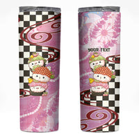 Personalized Japanese Kawaii Sushi Roll Skinny Tumbler Wagara Palaka Pattern LT9 Pink - Polynesian Pride