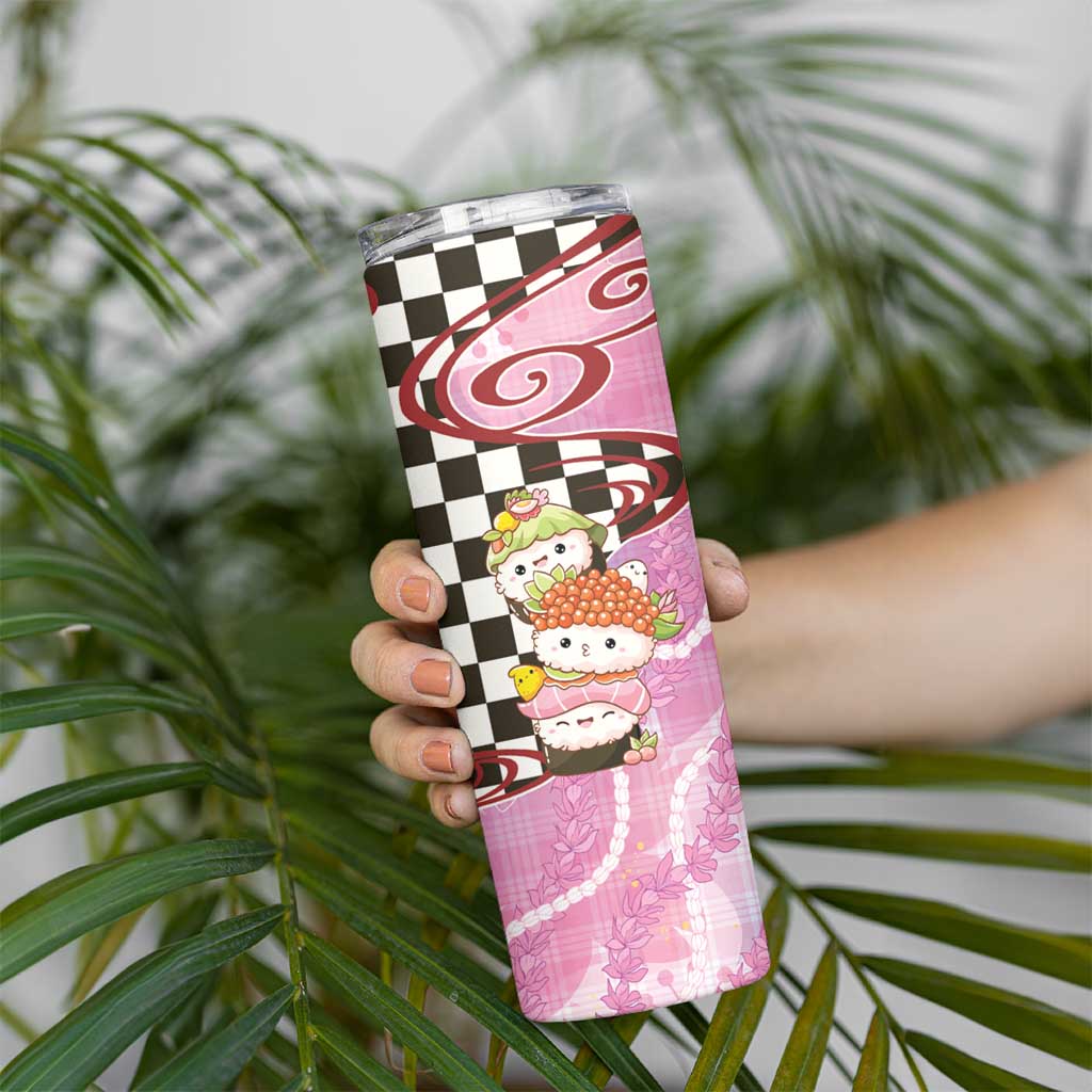 Personalized Japanese Kawaii Sushi Roll Skinny Tumbler Wagara Palaka Pattern LT9 - Polynesian Pride