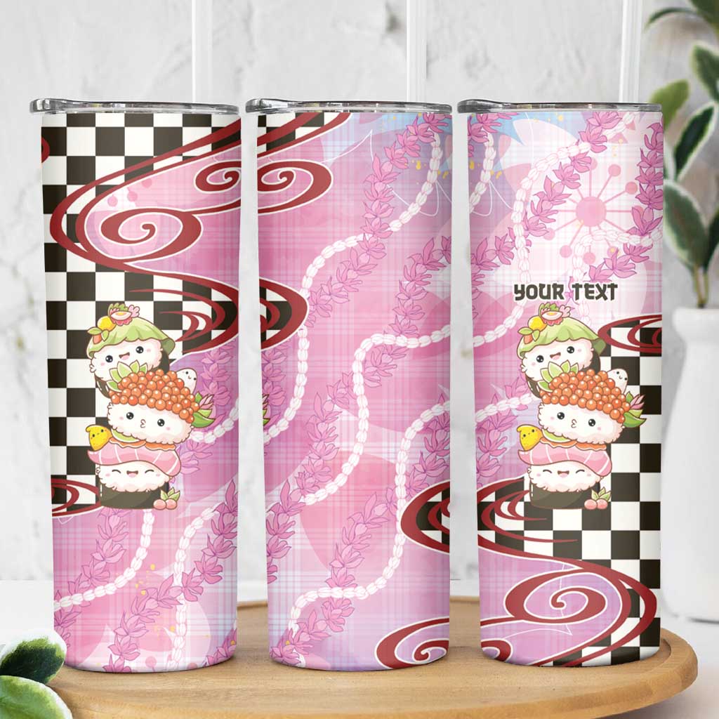 Personalized Japanese Kawaii Sushi Roll Skinny Tumbler Wagara Palaka Pattern LT9 - Polynesian Pride