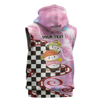 Personalized Japanese Kawaii Sushi Roll Sleeveless Hoodie Wagara Palaka Pattern LT9 - Polynesian Pride