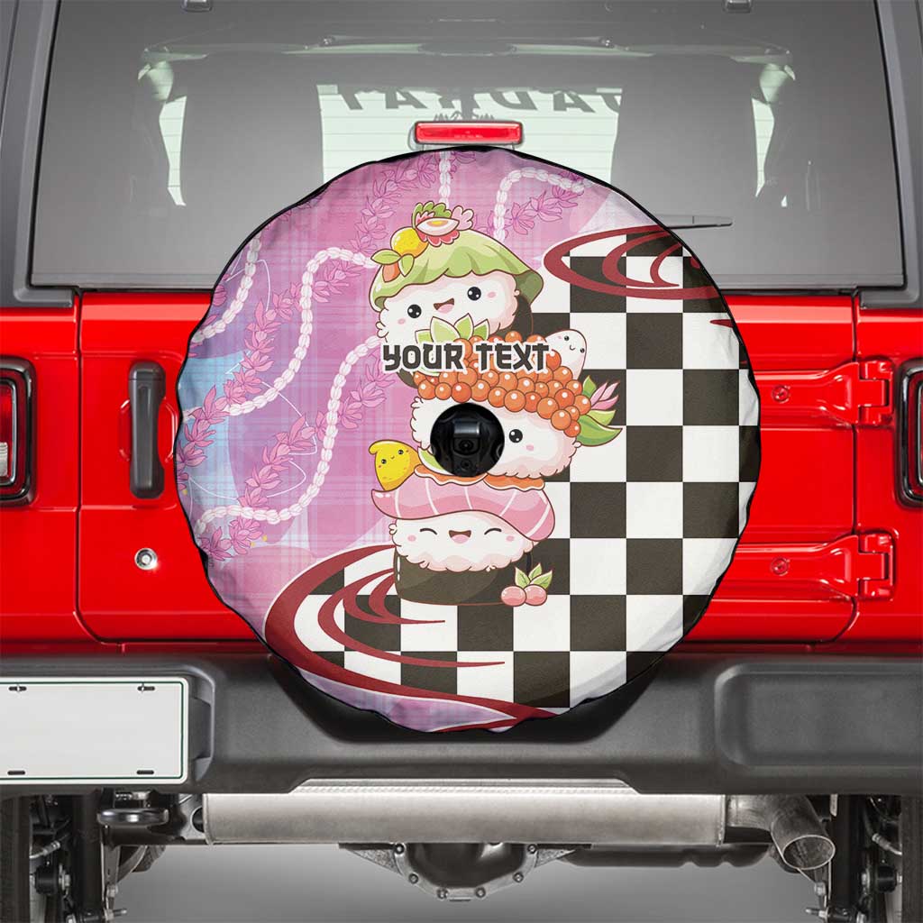 Personalized Japanese Kawaii Sushi Roll Spare Tire Cover Wagara Palaka Pattern LT9 - Polynesian Pride
