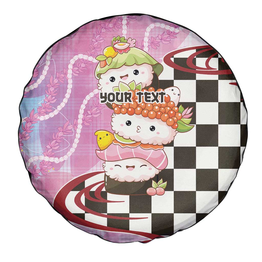 Personalized Japanese Kawaii Sushi Roll Spare Tire Cover Wagara Palaka Pattern LT9 - Polynesian Pride