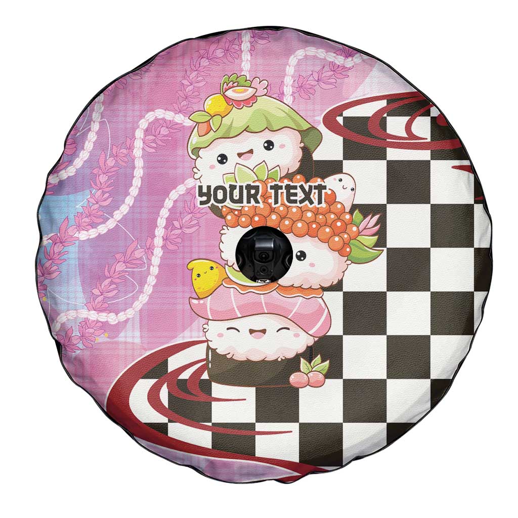 Personalized Japanese Kawaii Sushi Roll Spare Tire Cover Wagara Palaka Pattern LT9 - Polynesian Pride