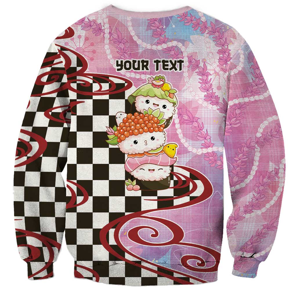 Personalized Japanese Kawaii Sushi Roll Sweatshirt Wagara Palaka Pattern LT9 - Polynesian Pride