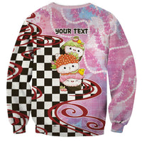 Personalized Japanese Kawaii Sushi Roll Sweatshirt Wagara Palaka Pattern LT9 - Polynesian Pride