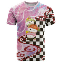 Personalized Japanese Kawaii Sushi Roll T Shirt Wagara Palaka Pattern LT9 Pink - Polynesian Pride