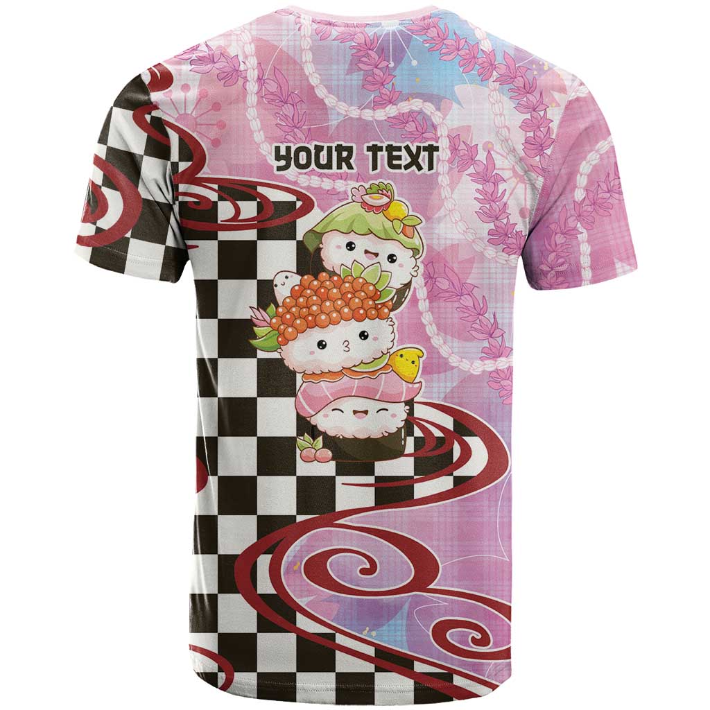 Personalized Japanese Kawaii Sushi Roll T Shirt Wagara Palaka Pattern LT9 - Polynesian Pride