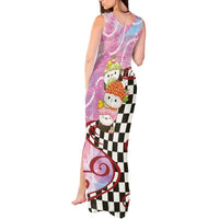 Personalized Japanese Kawaii Sushi Roll Tank Maxi Dress Wagara Palaka Pattern LT9 - Polynesian Pride