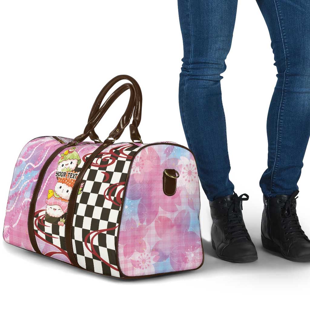 Personalized Japanese Kawaii Sushi Roll Travel Bag Wagara Palaka Pattern LT9 - Polynesian Pride